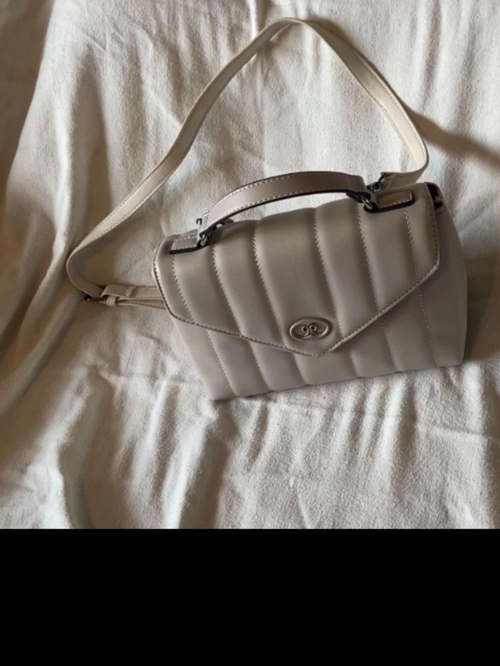 Nine West Cream Quilted Top-Handle Shoulder Bag